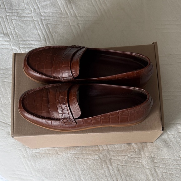 Jenni Kayne Shoes - Jenni Kayne Croc Embossed loafers Cognac